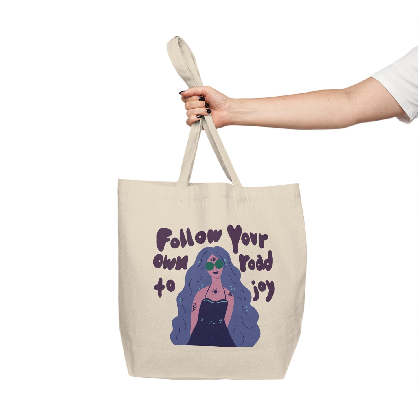 "Day Tripper" Canvas Tote- Blue/Purple