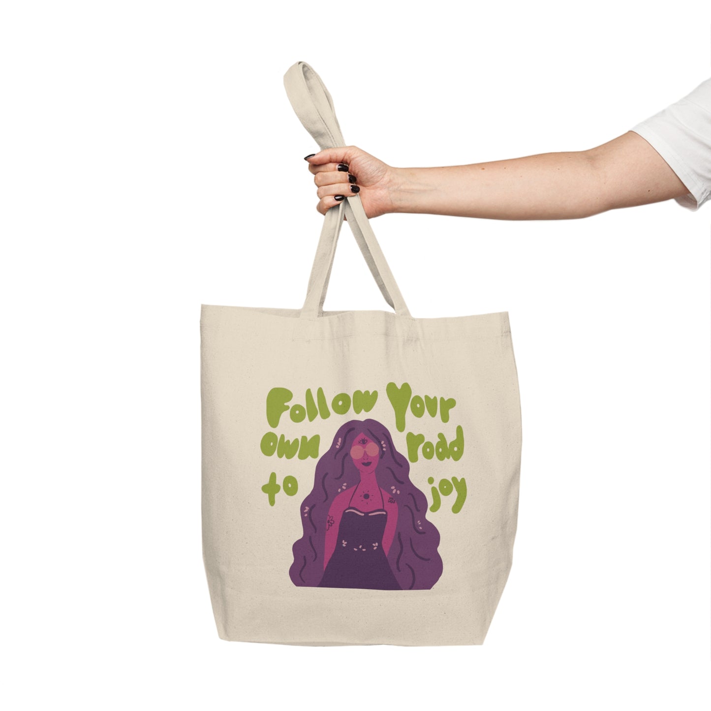 "Day Tripper" Canvas Tote- Purple/Green