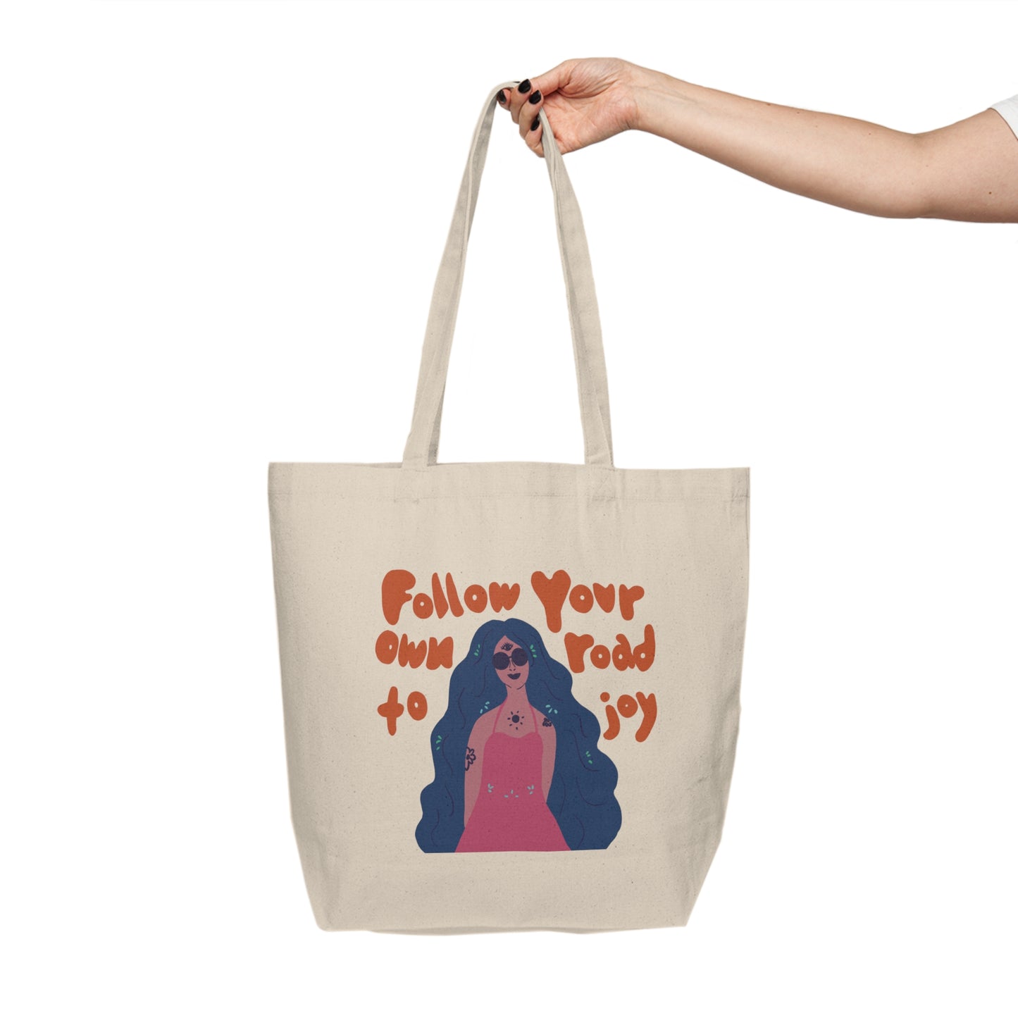 "Day Tripper" Canvas Tote: Blue/Orange